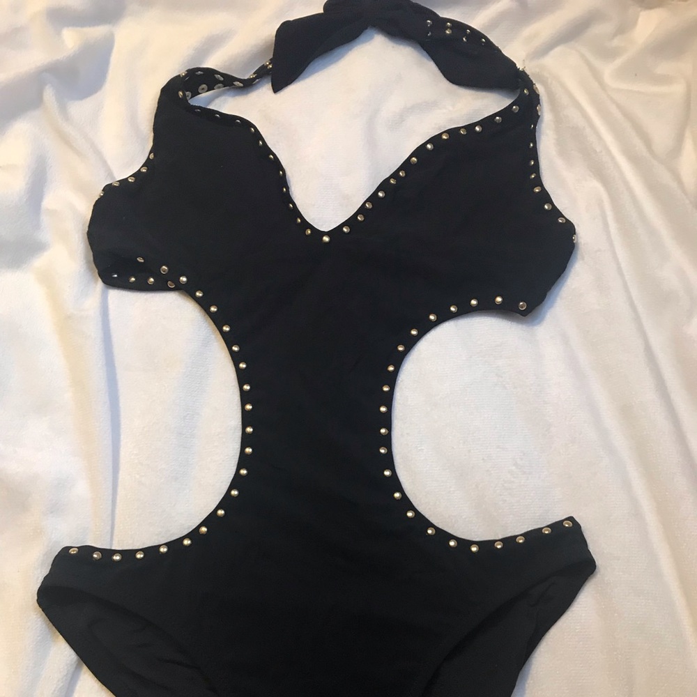 Red Carter South Beach Black & Golden Studs Bikini